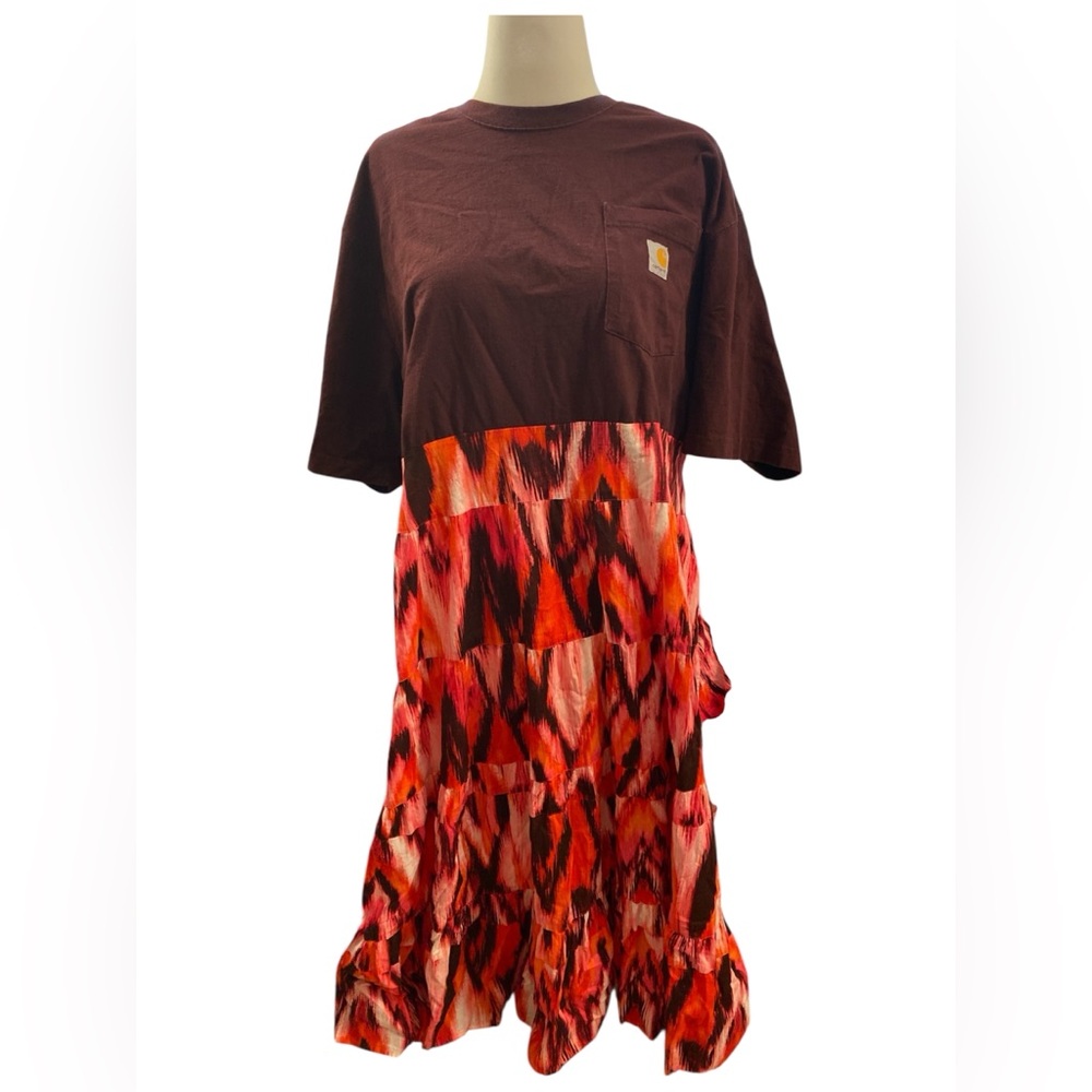 NWT upcycled Carhartt burgundy Maxi Dress